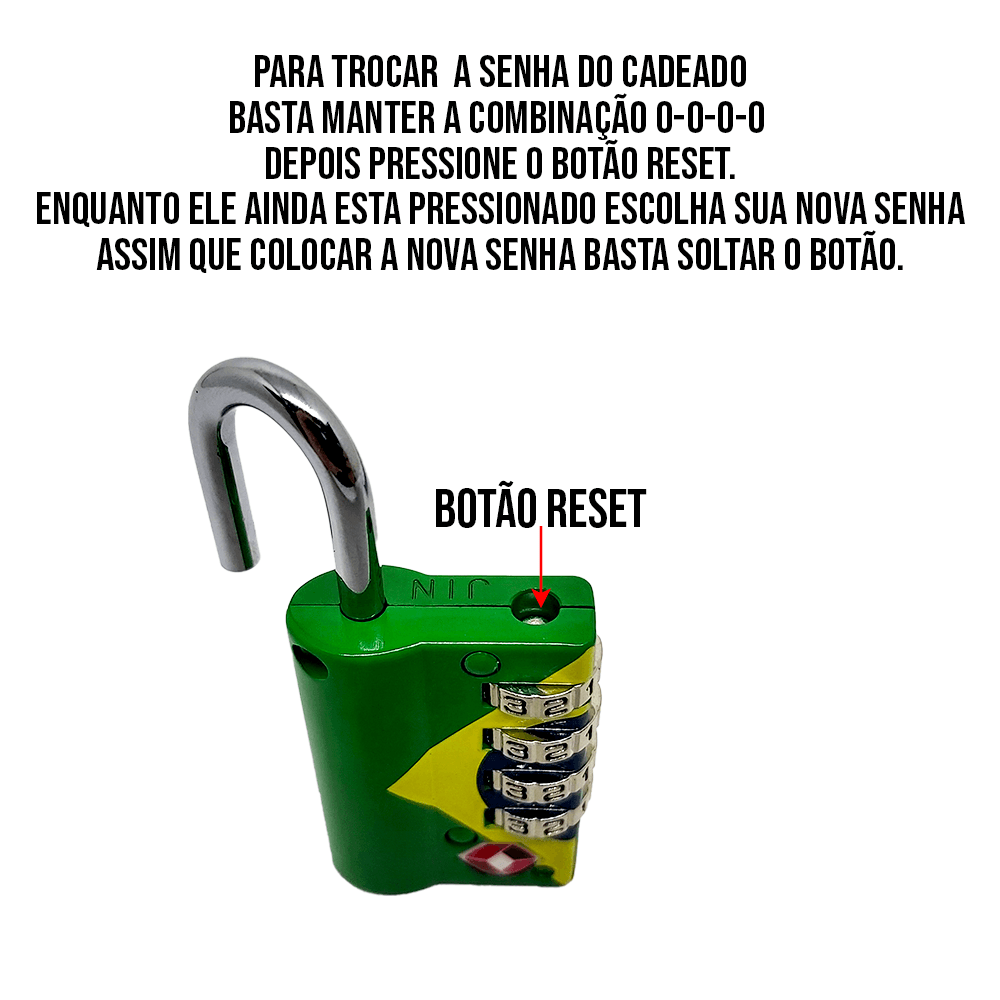 Cadeado Pado Brasil Tsa com Segredo P/ Mala Bolsa Mochila Cadeado Sm Executive 4 Segredos Brasil - 5