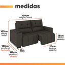 Ver imagem 3 de Sofá Retrátil e Reclinável 3 Lugares 2,30m com Porta Copos Bulgária