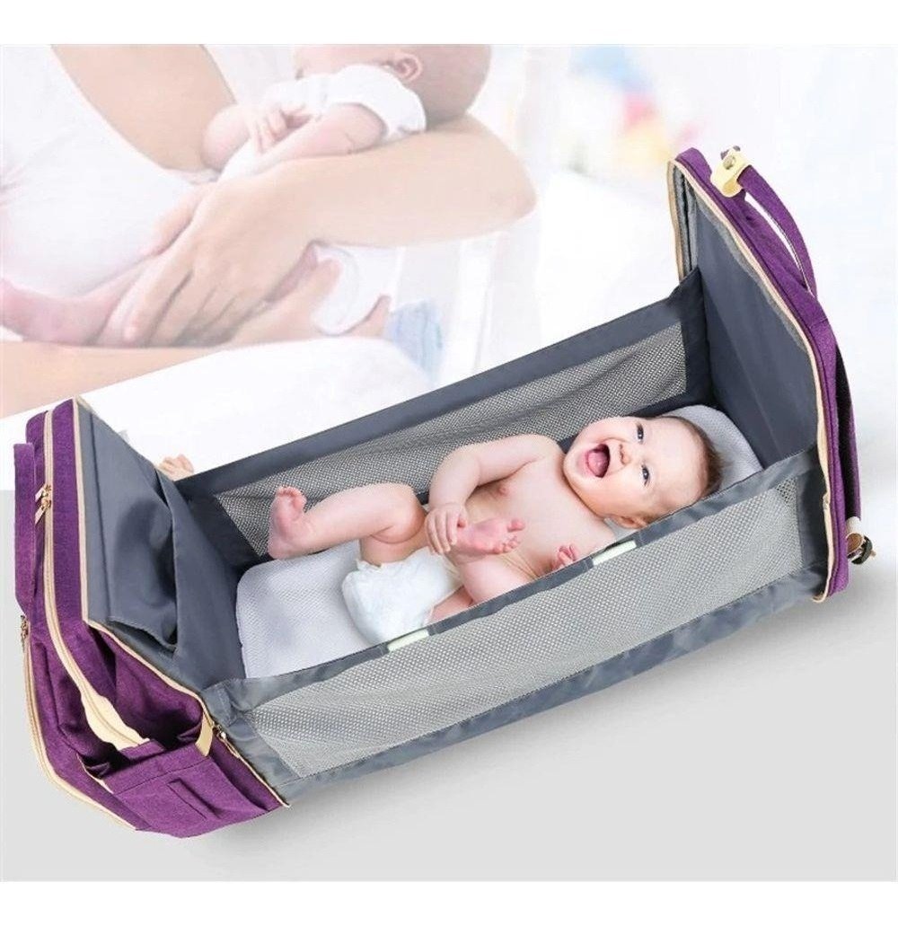 Mochila Bolsa Yepp Mamãe Bebê Maternidade Cama Berço Trocador - Violeta escuro - 3