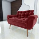 Ver imagem 3 de Sofá 2 Lugares Pequeno 1,25 Pés em Madeira Maciça Xangai Veludo Vermelho Matrix