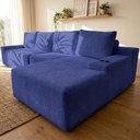 Ver imagem 5 de Sofá Evo 3,40m Molas Ensacadas com Chaise Lounge Direita Velourê Azul Cama Inbox