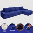 Ver imagem 2 de Sofá Evo 3,40m Molas Ensacadas com Chaise Lounge Direita Velourê Azul Cama Inbox