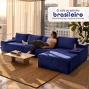 Ver imagem 6 de Sofá Evo 3,40m Molas Ensacadas com Chaise Lounge Direita Velourê Azul Cama Inbox