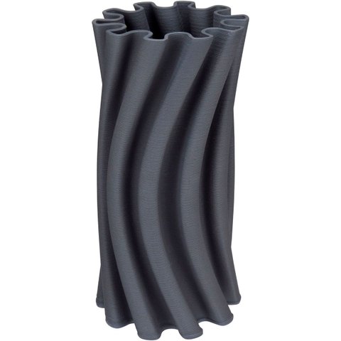 Vaso Decorativo Enfeite Planta Aparador 3D Cerâmica 28x14x14cm Cinza