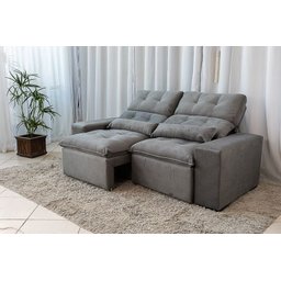 Sofá Retrátil e Reclinável 1,50m em Tecido Suede Cinza - 2