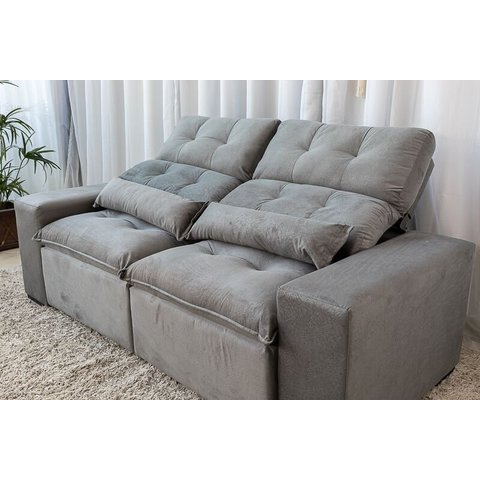 Sofá Retrátil e Reclinável 1,50m em Tecido Suede Cinza