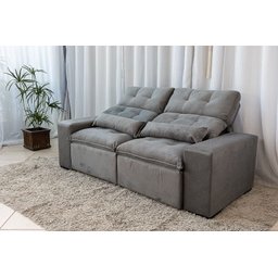 Sofá Retrátil e Reclinável 1,50m em Tecido Suede Cinza - 3