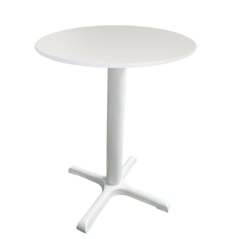 Mesa Ômega Ferro Branco 74 Cm (alt) Base em X Tampo Mdp Redondo Branco 80 Cm (larg) X 2,50 Cm (alt)