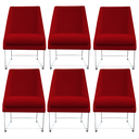 Ver imagem 1 de Kit 06 Cadeiras Ana Base de Ferro Prata Suede Vermelho - D'classe Decor