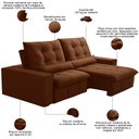 Ver imagem 3 de Sofá Retrátil Reclinável para Sala 3 Lugares 210cm Curie F04 Veludo Terracota - Lyam Decor