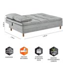 Ver imagem 4 de Sofá Cama Vegas com 2 Puffs Cinza e Pé de Madeira - Talento Móveis