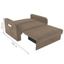 Ver imagem 2 de Sofá Cama Nobre 2 Lugares 140cm Cappuccino Veludo Baú Matrix