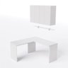 Mesa em L para Escritório 150x44 com Armários Baixos e Prateleira Cor:branco - 1
