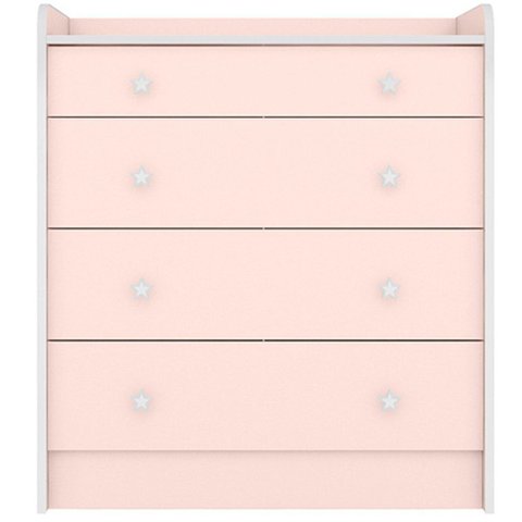 Cômoda com Trocador Infantil 4 Gavetas Doce Mel Rosa