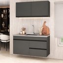 Ver imagem 1 de Armário Cozinha Modulada Compacta Suspensa com Pia 120cm Milano Multimóveis MCR2478 Grafite