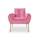 Ver imagem 1 de Poltrona Decorativa Opala Amamentação para Sala Base de Ferro Dourada Suede Me-ecommerce:rosa