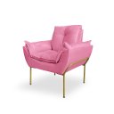 Ver imagem 3 de Poltrona Decorativa Opala Amamentação para Sala Base de Ferro Dourada Suede Me-ecommerce:rosa