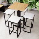 Ver imagem 1 de Conjunto Mesa Alta Bar Bistrô Quadrada Pinus 4 Bancos Estofado Don Castro Decor