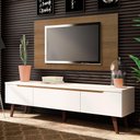 Ver imagem 1 de Rack Madesa Reims e Painel para TV até 55 Polegadas 2 Portas e 1 Gaveta Branco/Rustic Cor:Branco/Rus