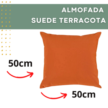 Almofada Decorativa Suede Veludo Terracota Para Sofá Retrátil Cama Poltrona 50x50 Tom Terroso - 2