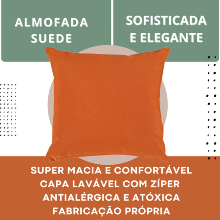 Almofada Decorativa Suede Veludo Terracota Para Sofá Retrátil Cama Poltrona 50x50 Tom Terroso - 3