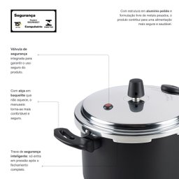 Panela de Pressão Fechamento Externo 4,5l Preto Nacional - 6