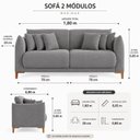Ver imagem 4 de Sofá Living Nevada 2 Lugares 1,80m Veludo Cinza