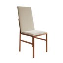 Ver imagem 2 de Conjunto de Jantar Mesa Mônaco Premium 90cm Preta com 4 Cadeiras Estofadas Bege Base Cobre Preto