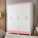 Ver imagem 1 de Guarda Roupa 6 Portas Cancun Branco Rosa