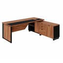 Ver imagem 2 de Escrivaninha Mesa Escritório Diretor em L com Caixa de Tomadas e Armário Lateral 3 Gavetas 200cm Cor