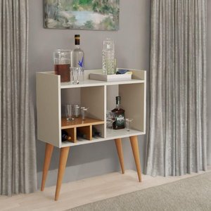 Aparador Retrô Porta Bebidas e Decoração Sala de Estar Off White