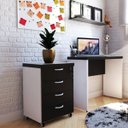 Ver imagem 1 de Escrivaninha Mesa Escritório 100% MDF 80CMX42CM com Caixa de Tomada 80cm Branca e Preto
