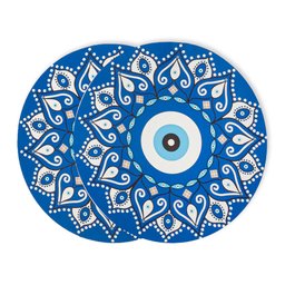 Kit Mesa Posta Sousplat 4 Lugares 12 Pçs Microrpecal 200 Fios Olho Grego (capa+guardanapo+abraç - 2