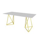 Ver imagem 3 de Escrivaninha Bela Vista Cavalete Tampo Branco Base Ferro Amarelo - Preto