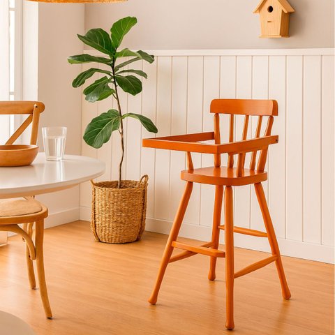Cadeira Alta para Refeição Infantil em Madeira Amêndoa Marin Brasil