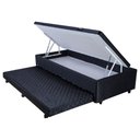 Ver imagem 1 de Cama Box Bau Solteiro com Auxiliar Semi Ortopedico Poliester 088x188:preto