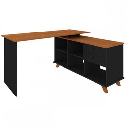 Mesa Escrivaninha em L Retrô 2 Gavetas 5 Nichos Gold - Artany Móveis - 3