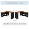 Mesa Escrivaninha em L Retrô 2 Gavetas 5 Nichos Gold - Artany Móveis - 5
