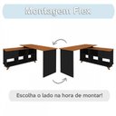 Ver imagem 5 de Mesa Escrivaninha em L Retrô 2 Gavetas 5 Nichos Gold - Artany Móveis
