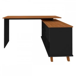 Mesa Escrivaninha em L Retrô 2 Gavetas 5 Nichos Gold - Artany Móveis - 8