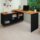 Ver imagem 1 de Mesa Escrivaninha em L Retrô 2 Gavetas 5 Nichos Gold - Artany Móveis