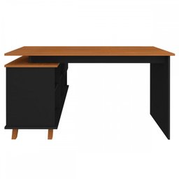 Mesa Escrivaninha em L Retrô 2 Gavetas 5 Nichos Gold - Artany Móveis - 6