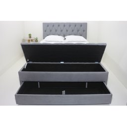 Kit Baú Gaveta Queen e Cabeceira 1,60m x60cm cor Cinza-Claro - 1