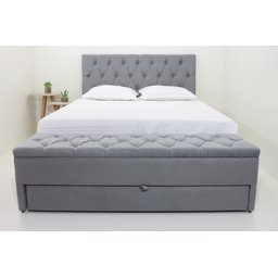 Kit Baú Gaveta Queen e Cabeceira 1,60m x60cm cor Cinza-Claro - 2