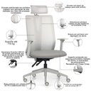 Ver imagem 3 de Kit 2 Cadeiras Escritório Giratória Presidente Flow F02 Base Cinza Crepe Cinza - Lyam Decor