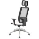 Ver imagem 3 de Cadeira Office Brizza Tela Branca com Encosto Assento Vinil Branco Relaxplax Base Aluminio 126cm -