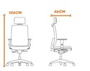 Ver imagem 5 de Cadeira Office Brizza Tela Branca com Encosto Assento Vinil Branco Relaxplax Base Aluminio 126cm -