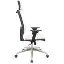 Ver imagem 2 de Cadeira Office Brizza Tela Branca com Encosto Assento Vinil Branco Relaxplax Base Aluminio 126cm -