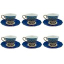 Ver imagem 5 de Jogo de Xícaras em Porcelana Branco com Azul para Chá e Café 12 Peças