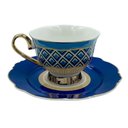 Ver imagem 2 de Jogo de Xícaras em Porcelana Branco com Azul para Chá e Café 12 Peças